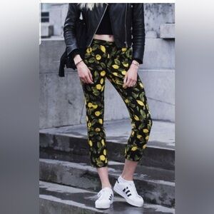Zara-Lemon Print High Rise Summer Trouser (Size:XL)